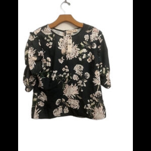 Anthropologie Black Floral Blouse